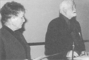 Organiser of the Design Awards 2000, Gill Collymore, with Chairman of the panel, David Rock at the presentation
