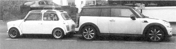 old and new mini cars