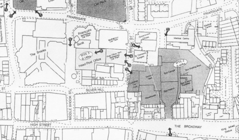 The area of Study, bounded by Friarsgate and the Broadway