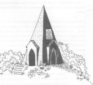 Monument to 'Beware Chalk Pit' on Farley Mount