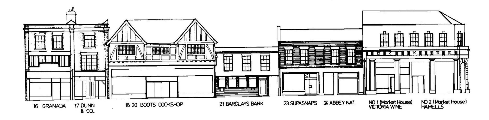 panoramic view 16-24 High St and 1 and 2 Market House