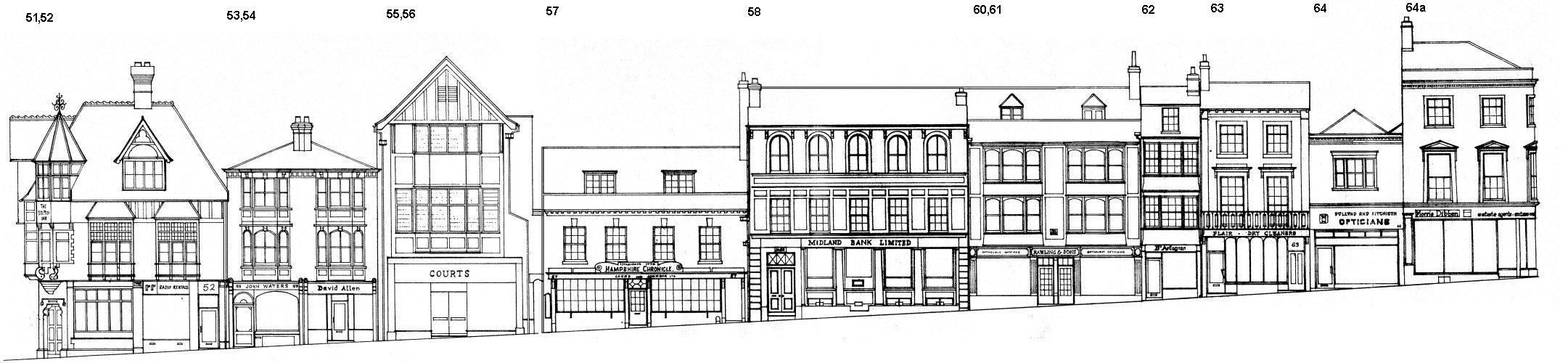 panoramic view of 51-64a High Street